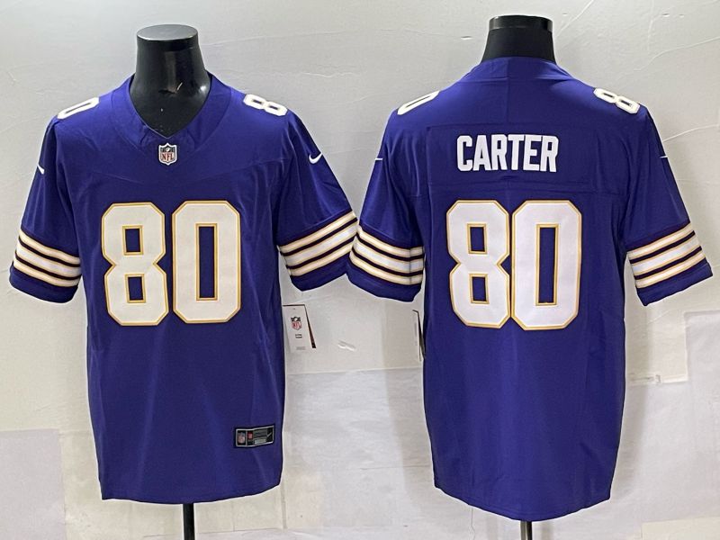 Men 2025 Minnesota Vikings #80 Carter Purple Throwback Nike Limited NFL Jersey style 03